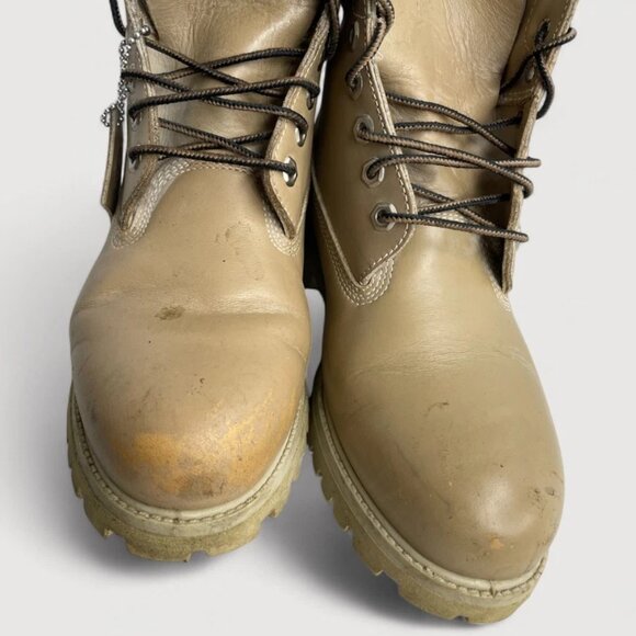 Timberland Beige Leather Work Hiking Lace Up Leather Boots Men's 7 M - Picture 3 of 15